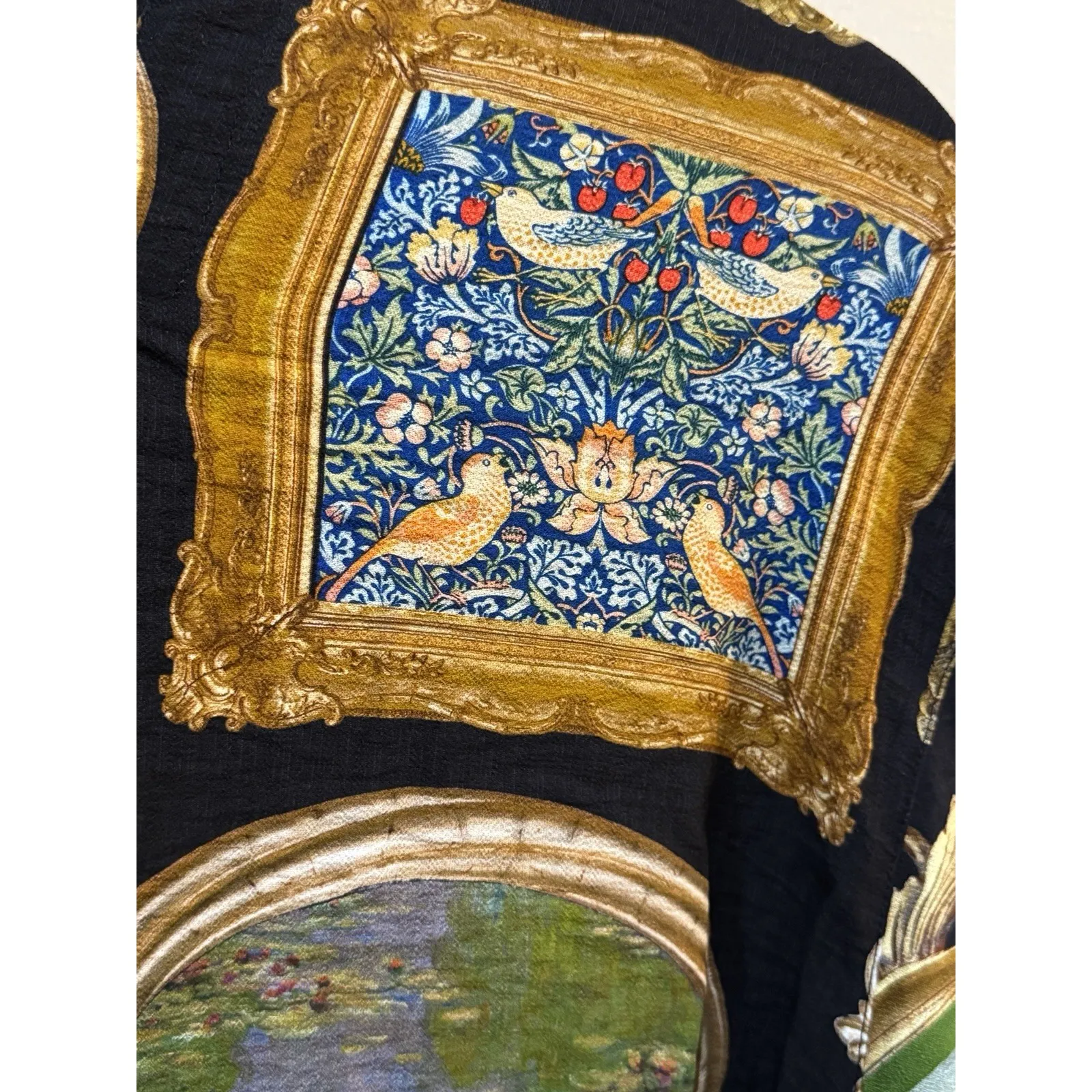 John Mark Printed Wire Collar Cinch Tie Sleeve Button Front Top Size 2X Frames - Image 10