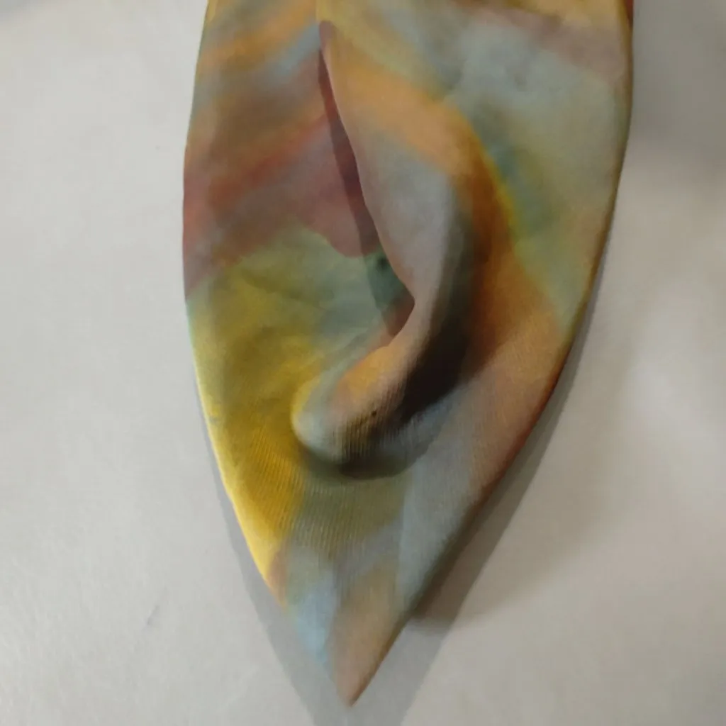 Multicolor Silk Square Scarf Shawl Wrap Vintage Purse Acent Hand Dyed 20 by 20 Brown - Image 7