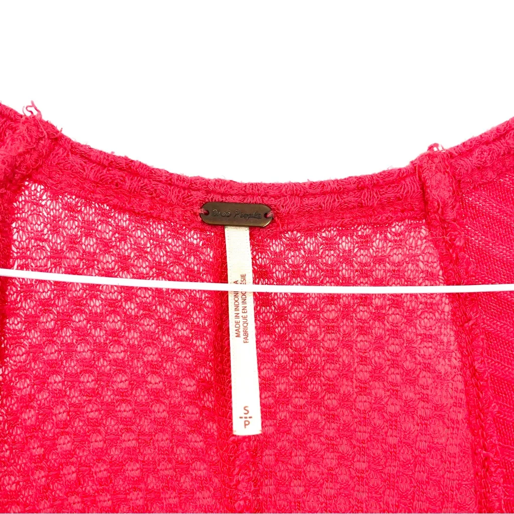 Free People Ventura High Low Thermal Waffle Knit Tunic Top in Red Poppy - Image 7