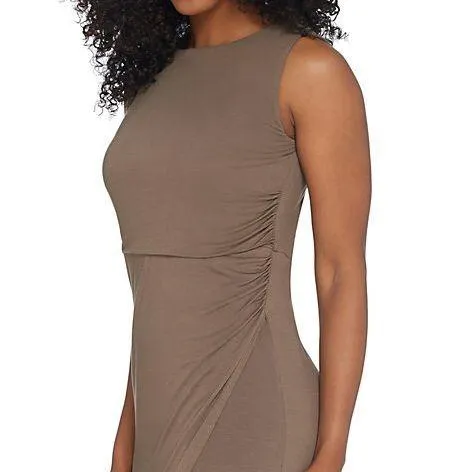 Lisa Rinna Collection Side Ruched Midi Dress Brown Size 1X - Image 4