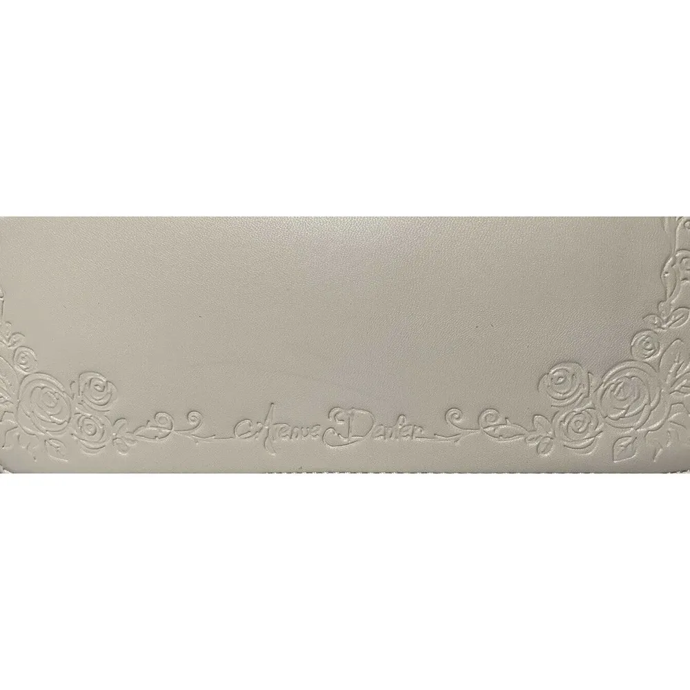 Avenue Denfer Blush Beige Floral Embossed 2 Way Envelope Bag Purse w/ Long Strap - Image 6