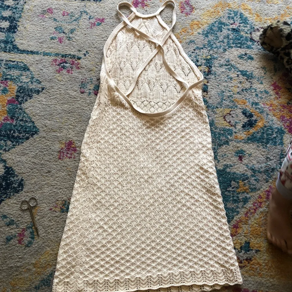 Ba&sh dress short Jesse Open Back Knit Crochet Pointelle Eyelet halter - Image 10