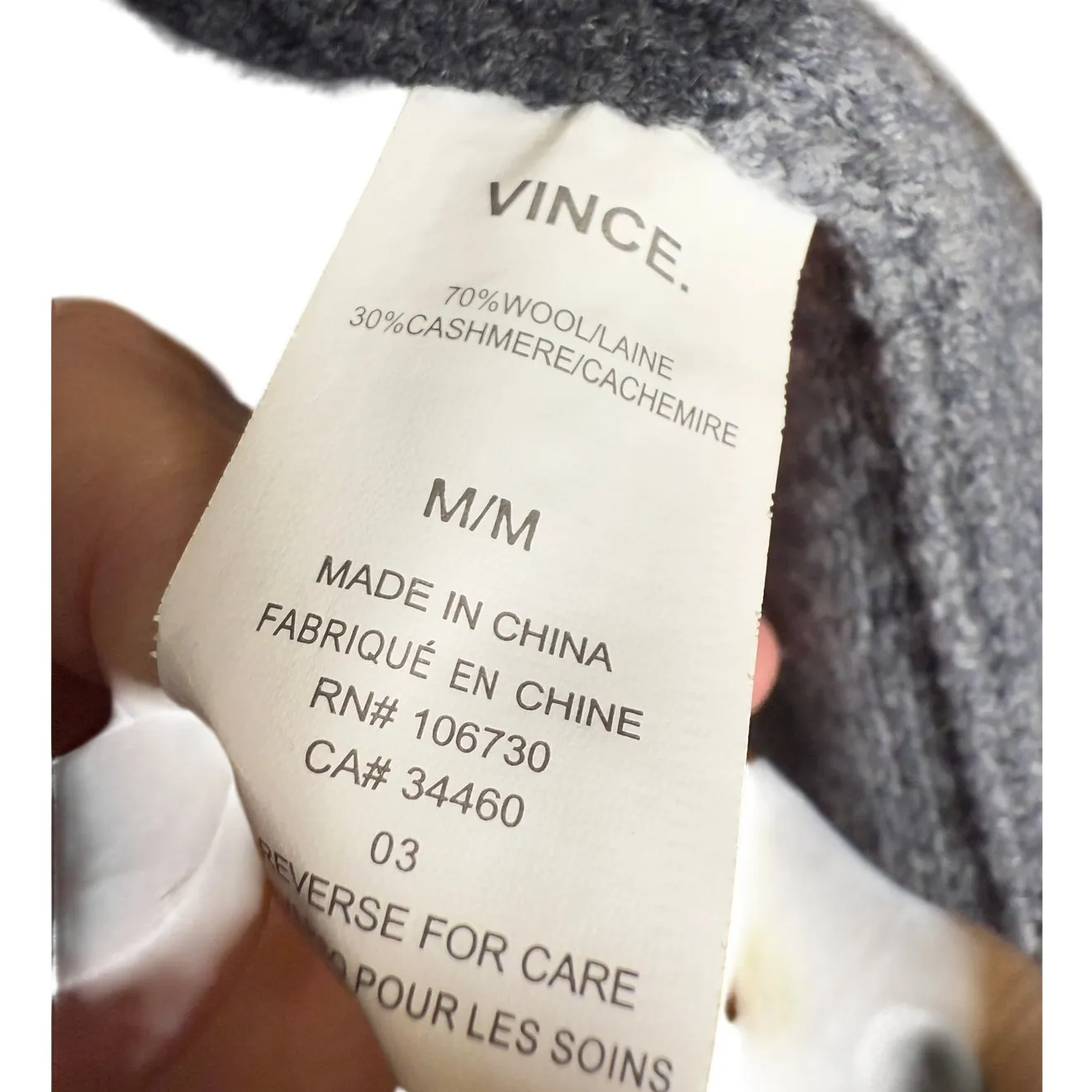 VINCE Wool Cashmere Gray Striped Cardigan Sweater Coat Sz. M - Image 5