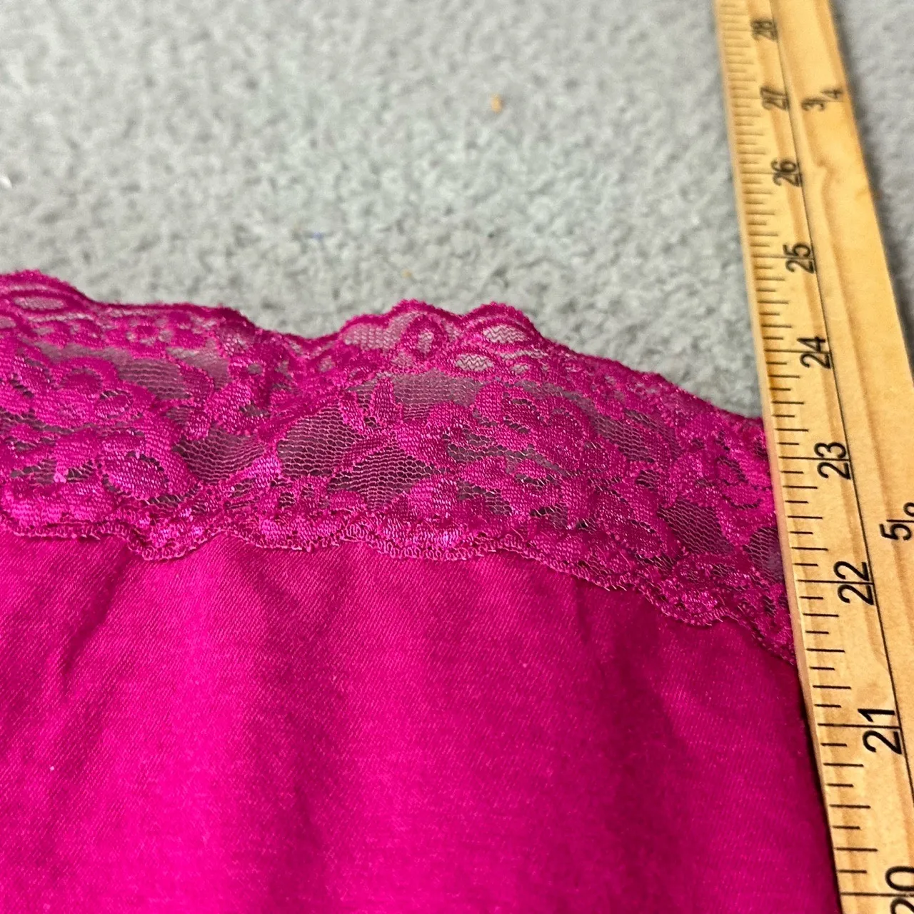 Elle Pink Lace Trim Tank Top Cami Spaghetti Straps Boho Y2K‎ Womens Large Glam - Image 3