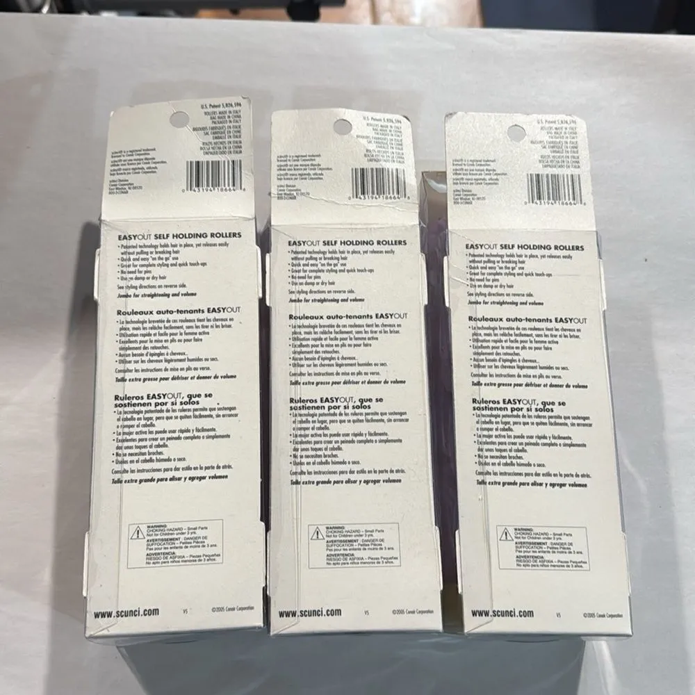 NWT Scunci Easy Out 3 pack 4 each hair Jumbo rollers Purple - Image 3