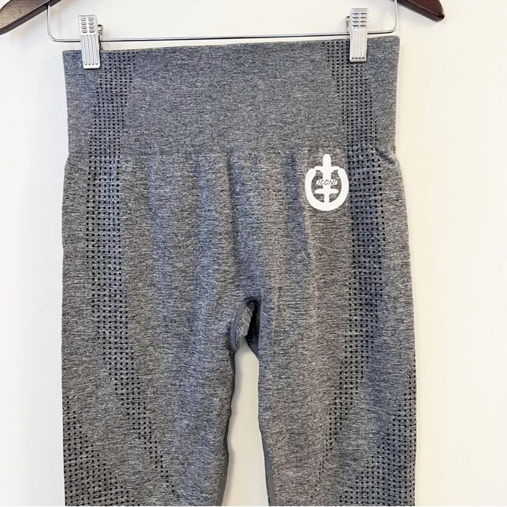 Iconi Gray High Rise Stretch Athletic 7/8 Length Leggings Activewear Gym Size L Size L - Image 2