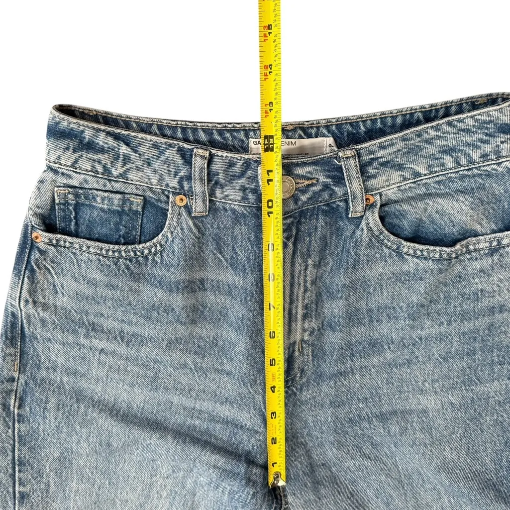 Garage Denim Size 26 Wide Leg Baggy Jeans Blue Acid Wash Raw Hem‎ Streetwear - Image 6