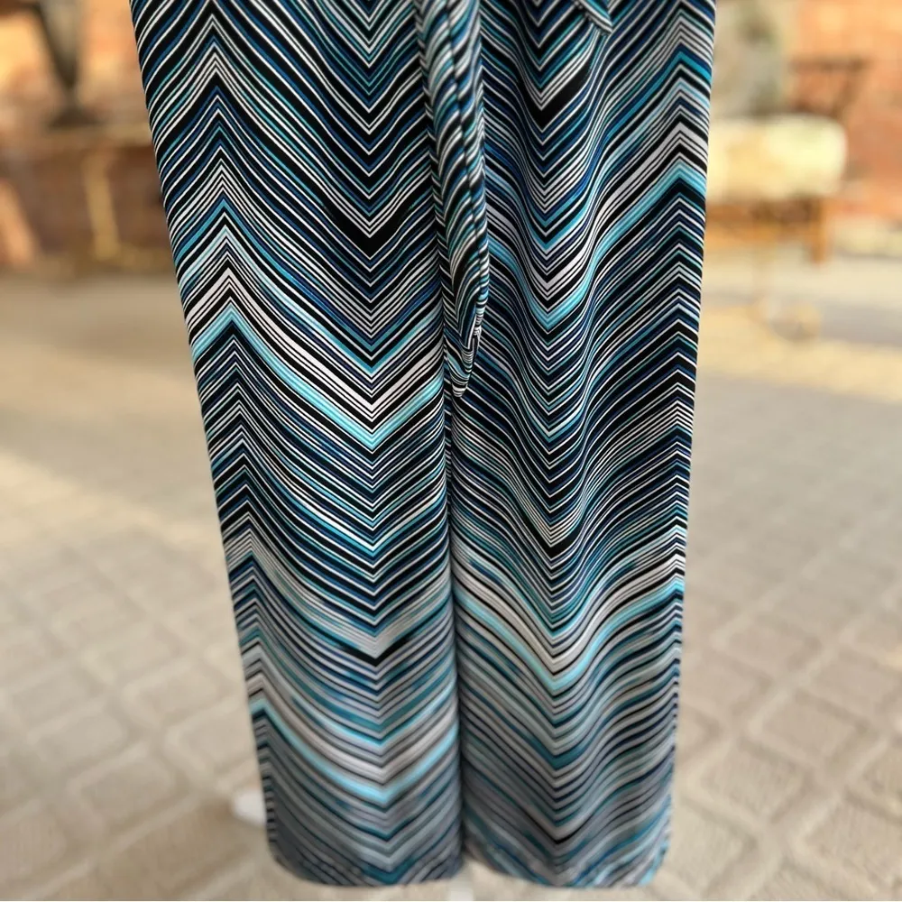 WHBM Blue Black Multi Striped Strapless Jumpsuit XXS - Image 7