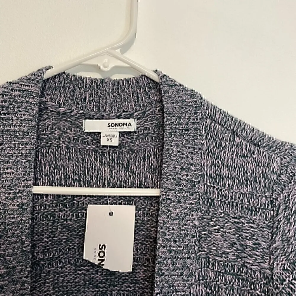 NEW NWT SONOMA Allover Stitch Cardigan Teal Lilac Lavender Pink Open Sweater XS - Image 6