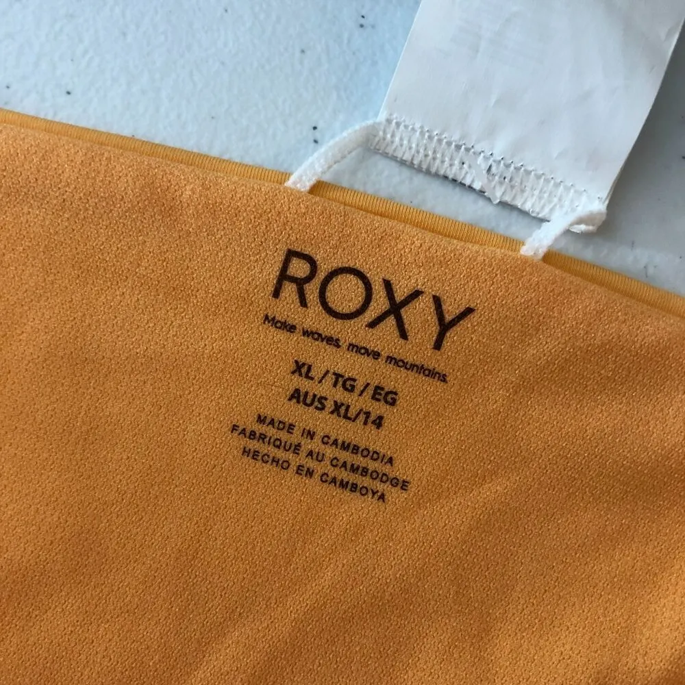 Roxy Beach Classics Hipster Lace Orange Bikini Bottom Tie-Side Size XL - Image 7