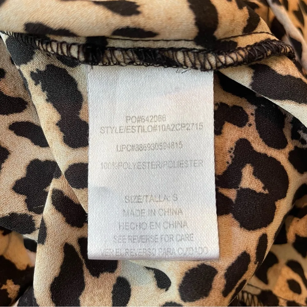 Love Haight Leopard Print Button Up Ruffle Front 3/4 Sleeve Top Small - Image 6