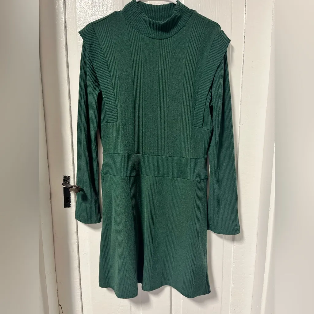 NWT Maeve Anthropologie Green Long Sleeve Sweater Dress size large - Image 2