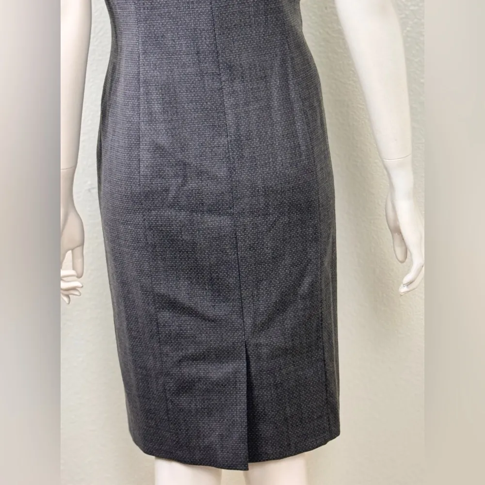 Hugo Boss Womens Dress Size 12 Gray Belted V-Neck Sleeveless Lined. F44 - Image 5