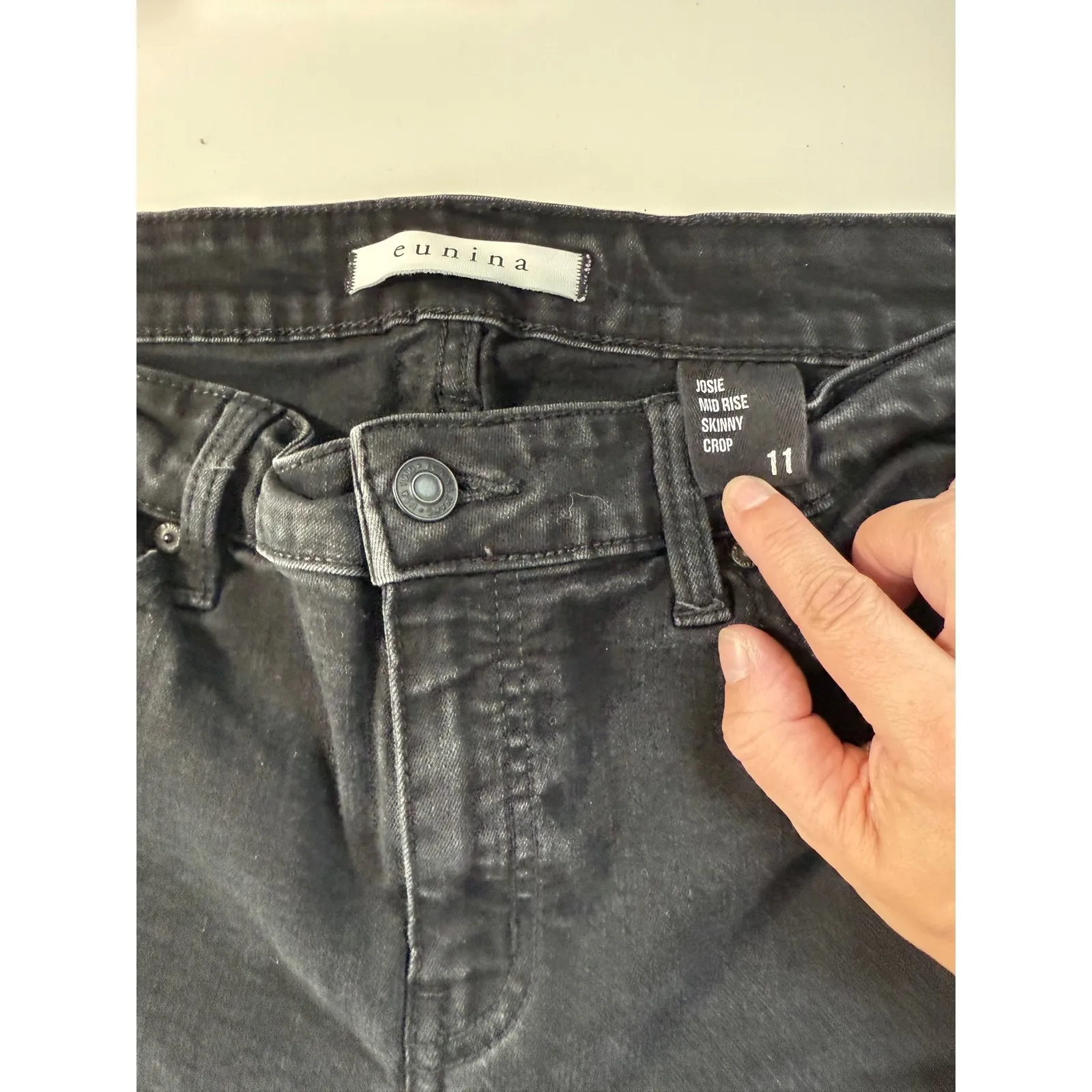 Eunina Black Mid-Rise‎ Skinny Crop Distressed Jeans | Size 11 | Streetwear - Image 6