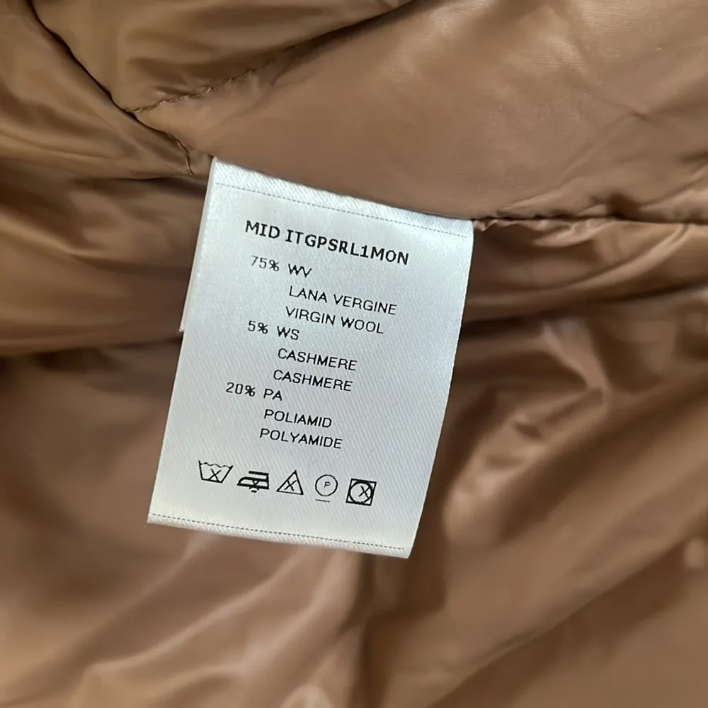 Norwegian Wool Notch Collar Double Breasted Coat, Camel Size XL New w/Tag $1,795 Tan - Image 14