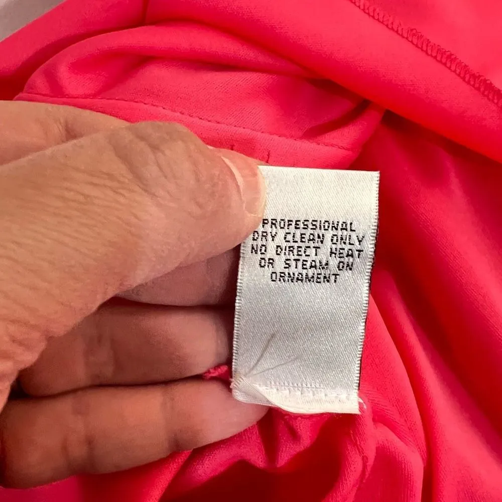 Cache hot pink satin crystal embellished cross back mermaid ballgown size 4 - Image 8