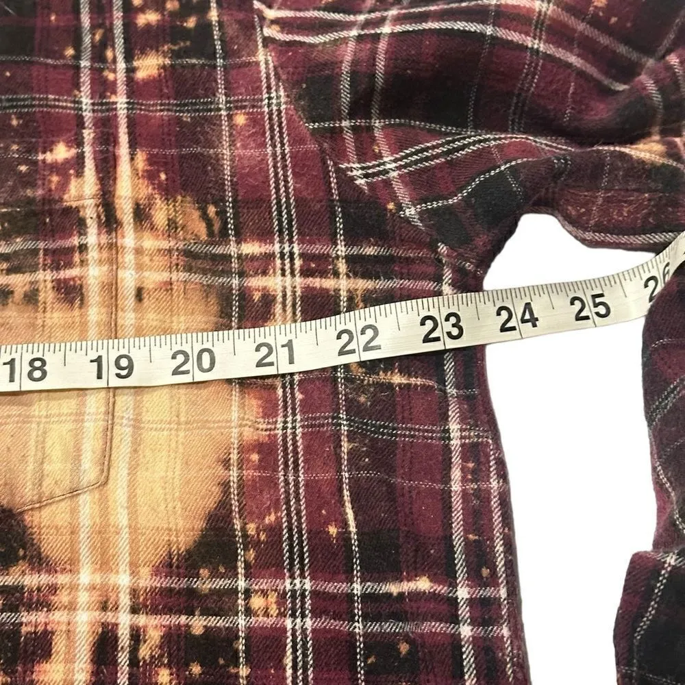 Vintage Hand Dyed Oversized Bleached Grunge Flannel Size OS - Image 6