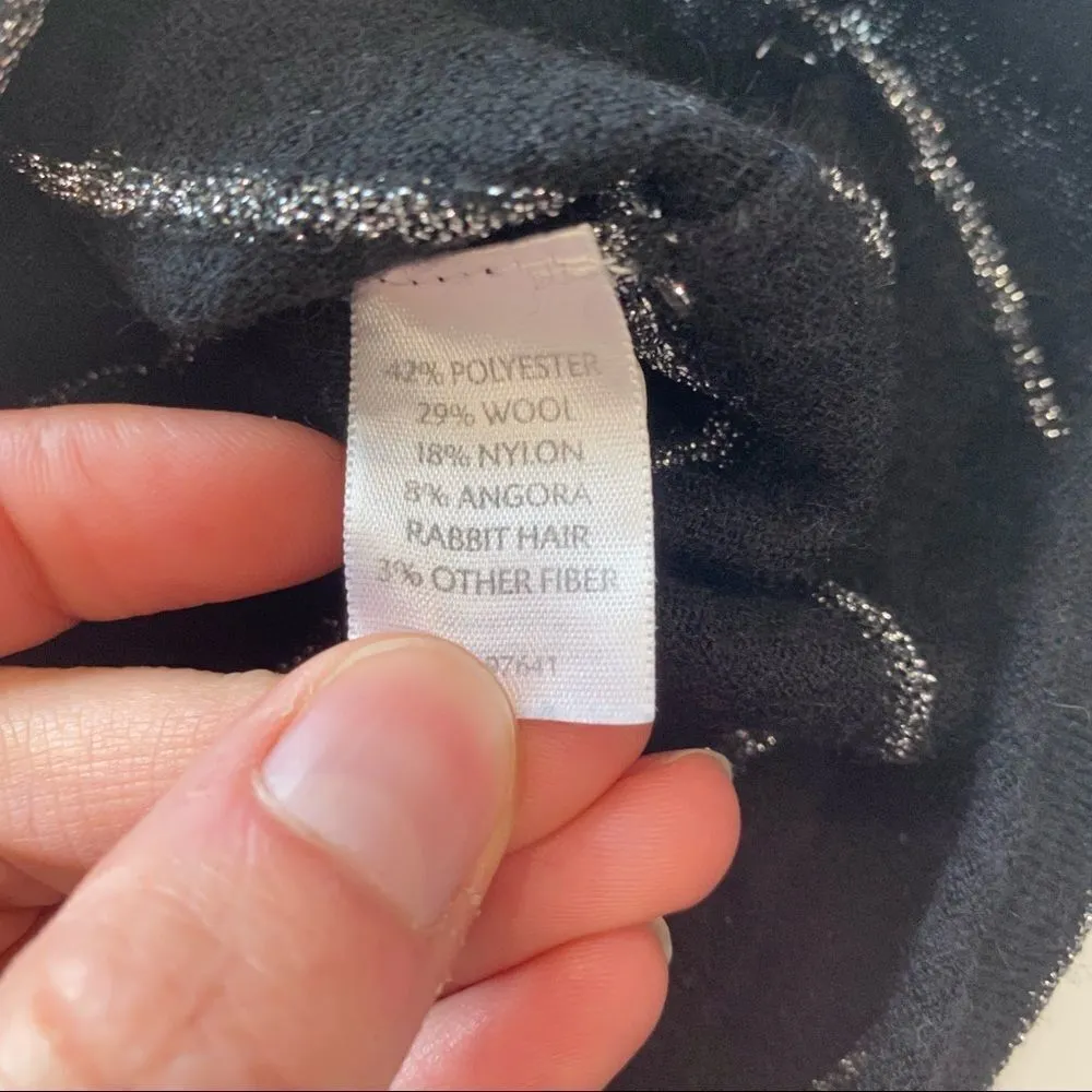 J.Jill angora‎ wool Sweater small pullover metallic black silver striped - Image 4