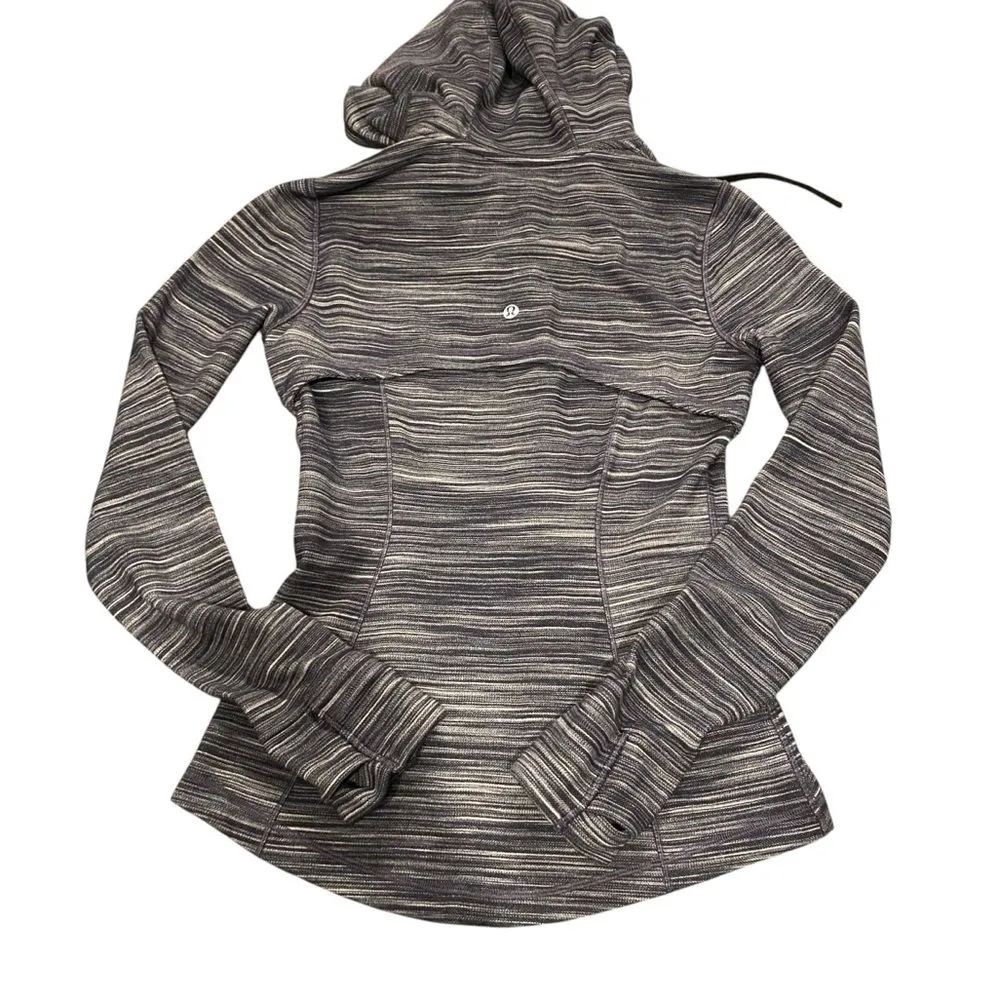 Lululemon Women’s 6 Hoodie Define Jacket Heathered Black White Full Zip‎ Sporty - Image 7