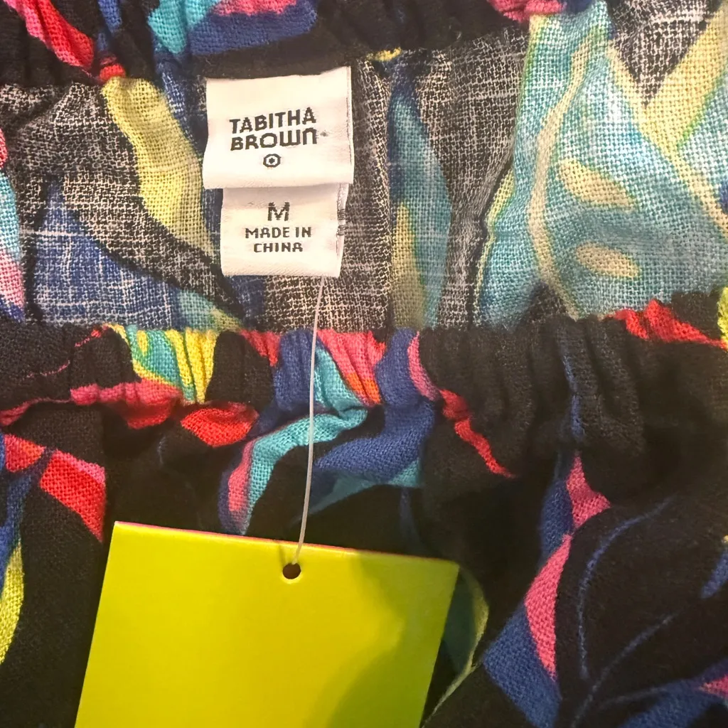 NWT Tabitha Brown x Target Lemon Print Bardot Top Women’s Size Medium Black - Image 8