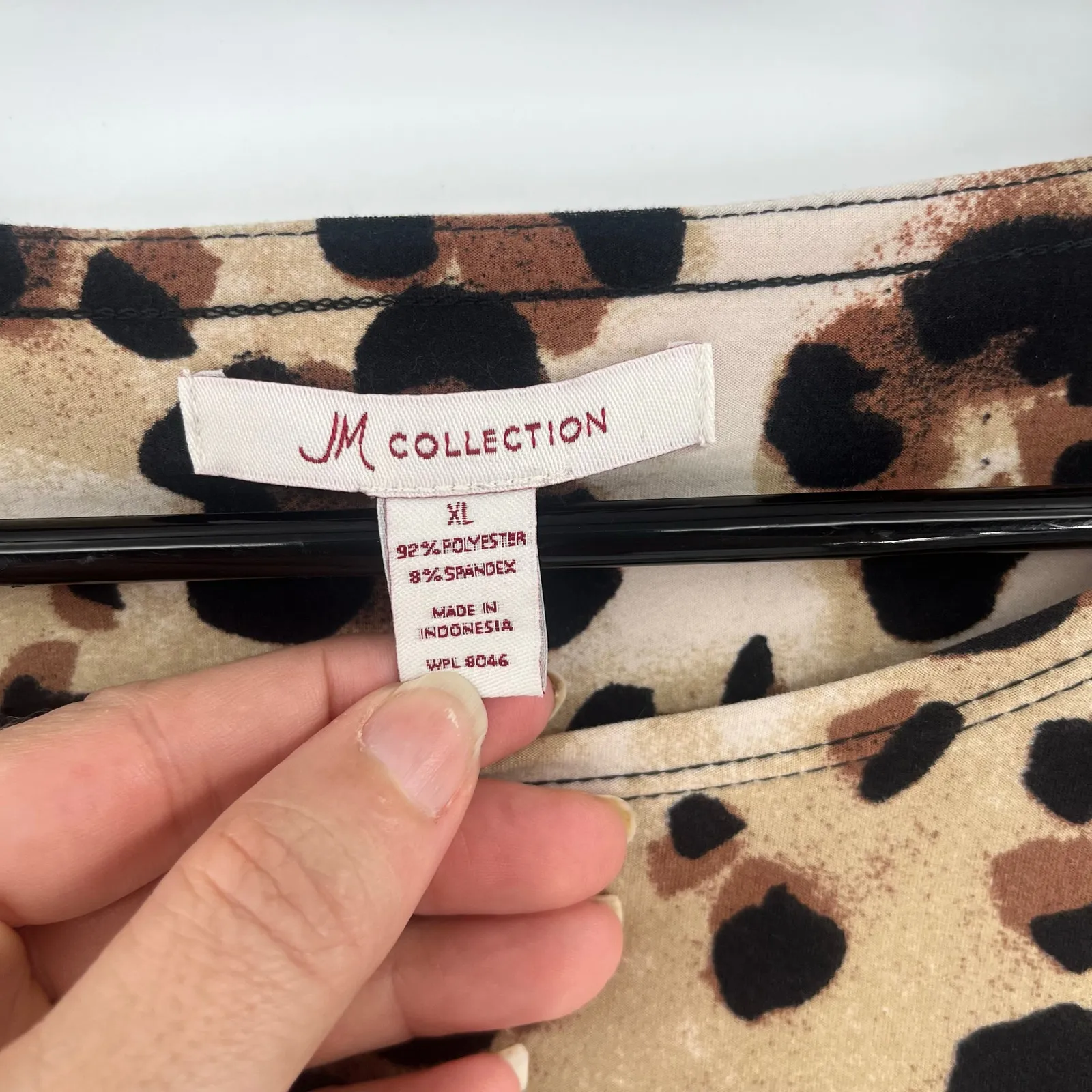 JM Collection Leopard Womens Top Sz XL Brown Cheetah Stretch Career Safar Animal - Image 9