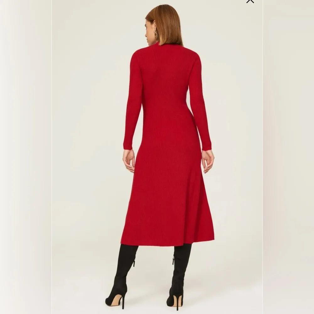 Jason Wu Quarter Zip Mock Neck Dress in Red, Size M EXCELLENT Retail $290 - Image 4