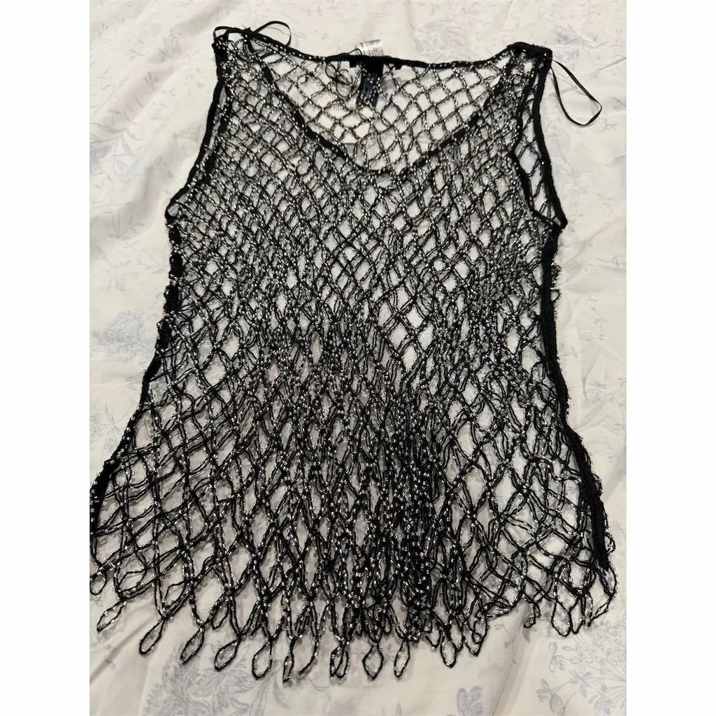 Zara Women's XS Black Beaded Knit Sleeveless Tank Top - Image 7