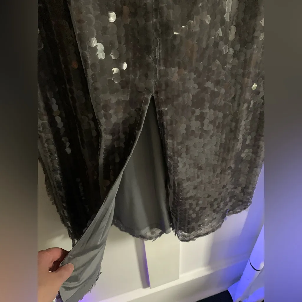 NEW with Tags Old Navy High Waisted Sequin Pencil Skirt Size M Cinder Smoke Gray - Image 6