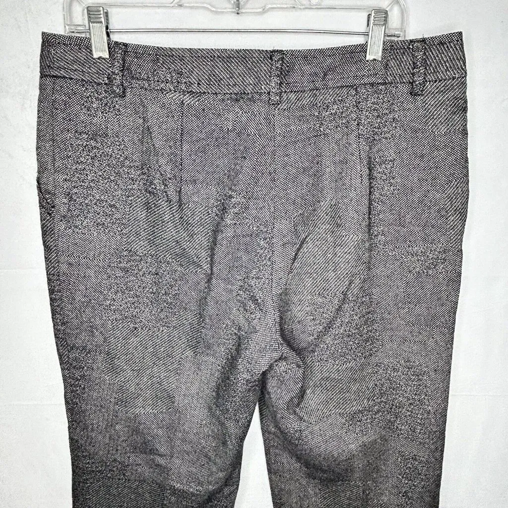 Trina Turk Tweed Wool Blend Wide Leg Cotton Trousers Pants Black Size 12 (34x30) - Image 6