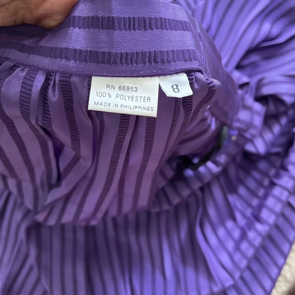 Vintage 80s Leslie Fay purple accordion pleat A line midi skirt size 8 - Image 6