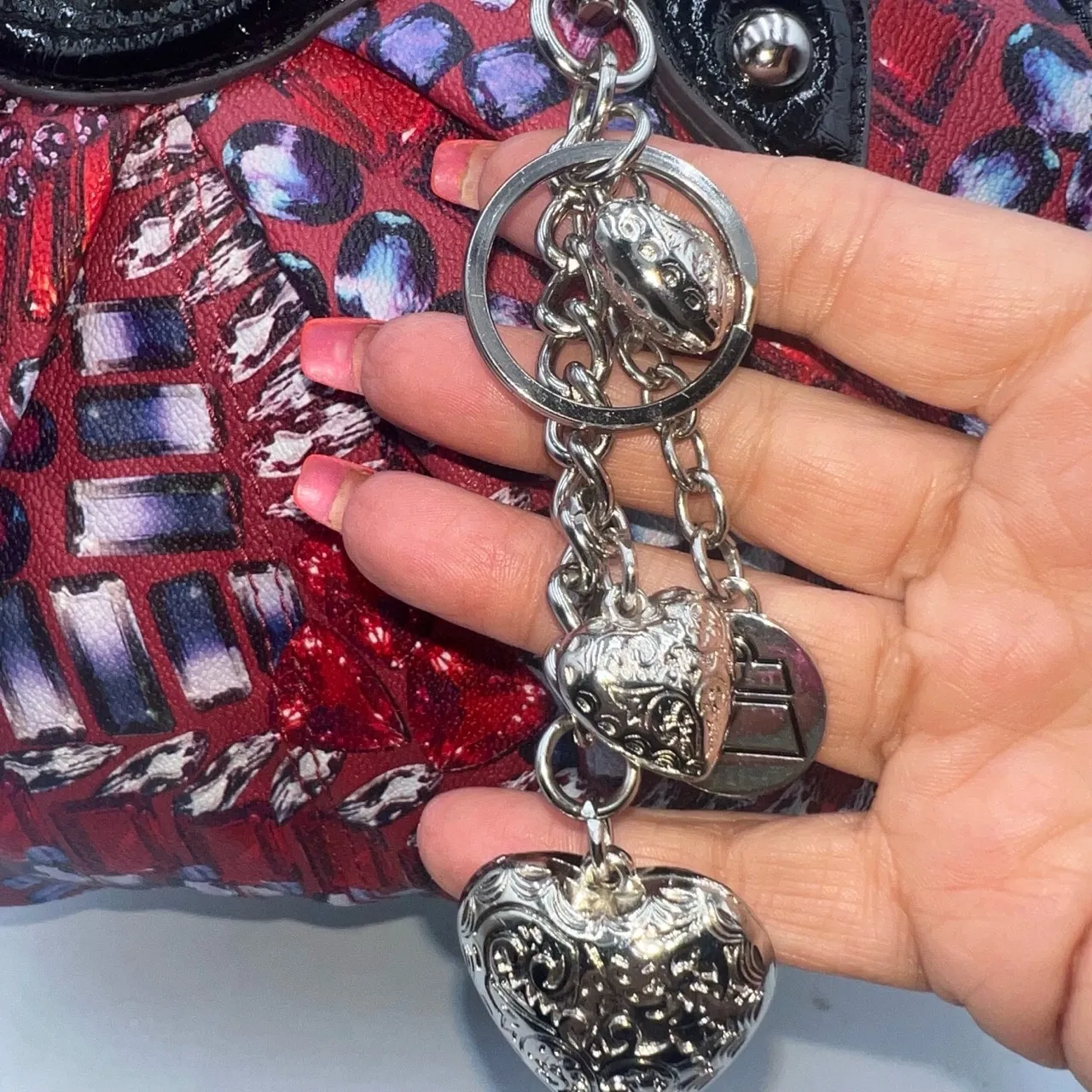 Kathy Van Zeeland Vintage Faux Leather shoulder bag With Key/Bag charm - Image 2