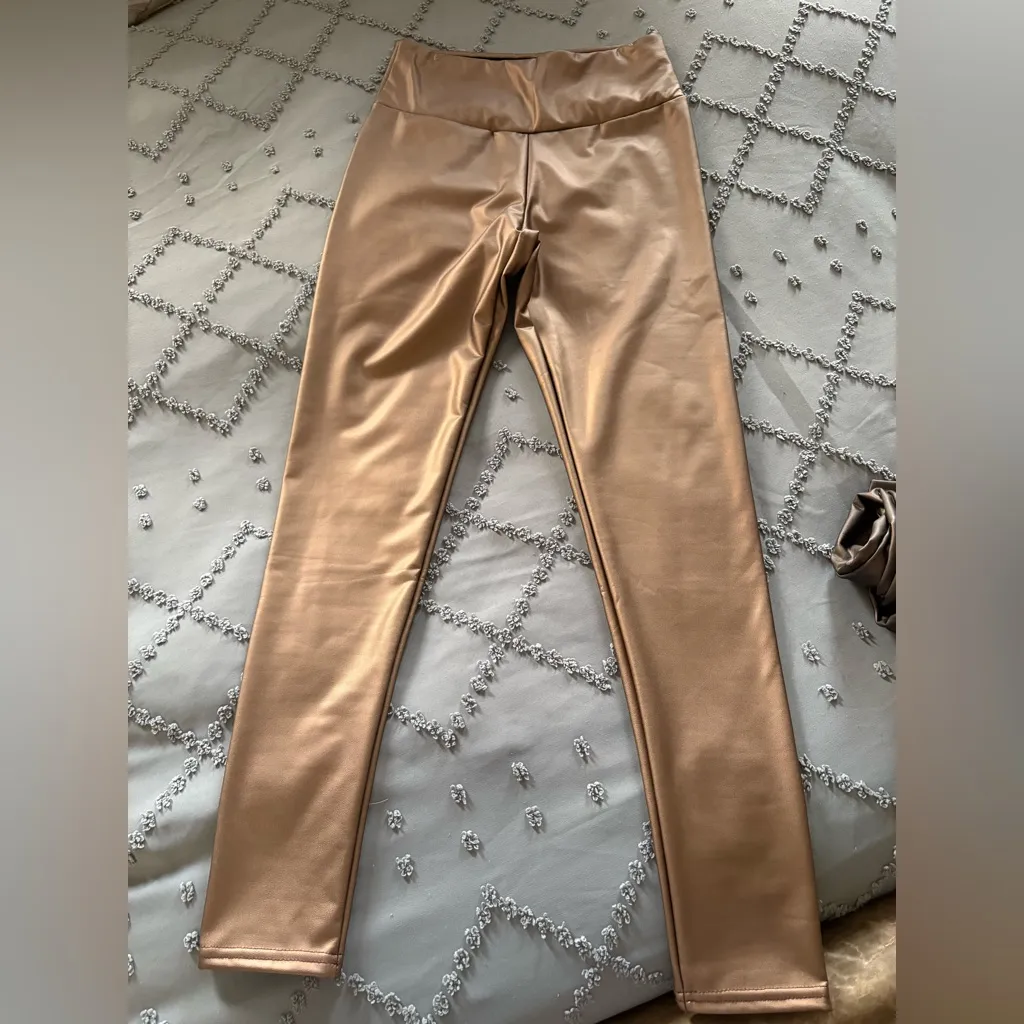 Metallic Copper Women's Leggings Gold - Image 4