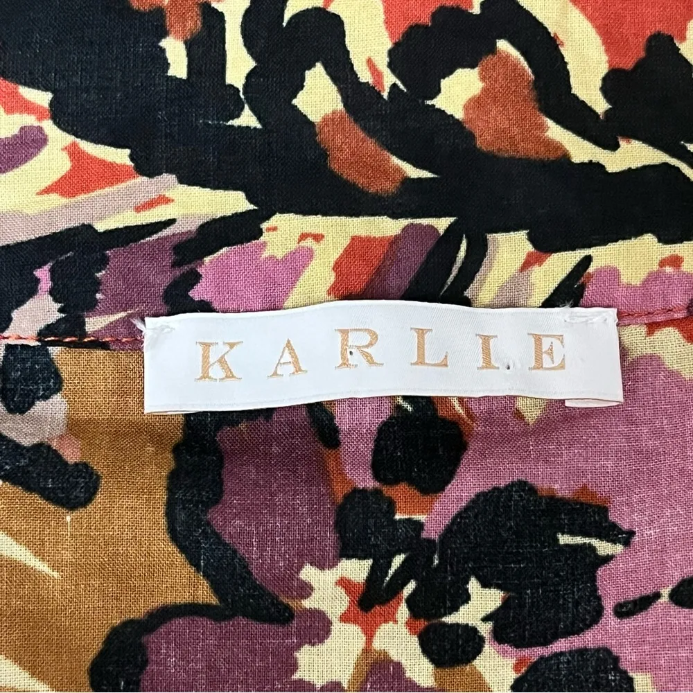 Karlie Floral Tunic Blouse Women’s L – Boho Hippie Coastal Resortwear Cottage - Image 9