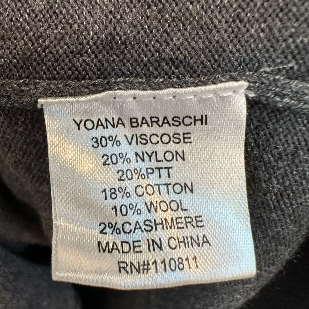 Yoana Baraschi Raven Fringe Grey Charcoal Knit Cashmere Wool Dress Size L - Image 10