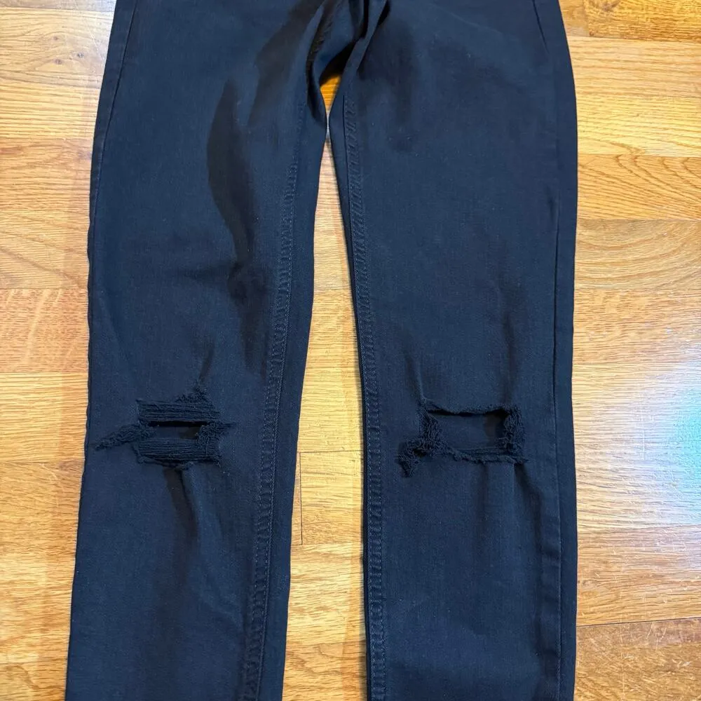 TopShop Jamie Womens 25 2 Black Distressed Holes Busted Knees Black Jeans Denim - Image 7
