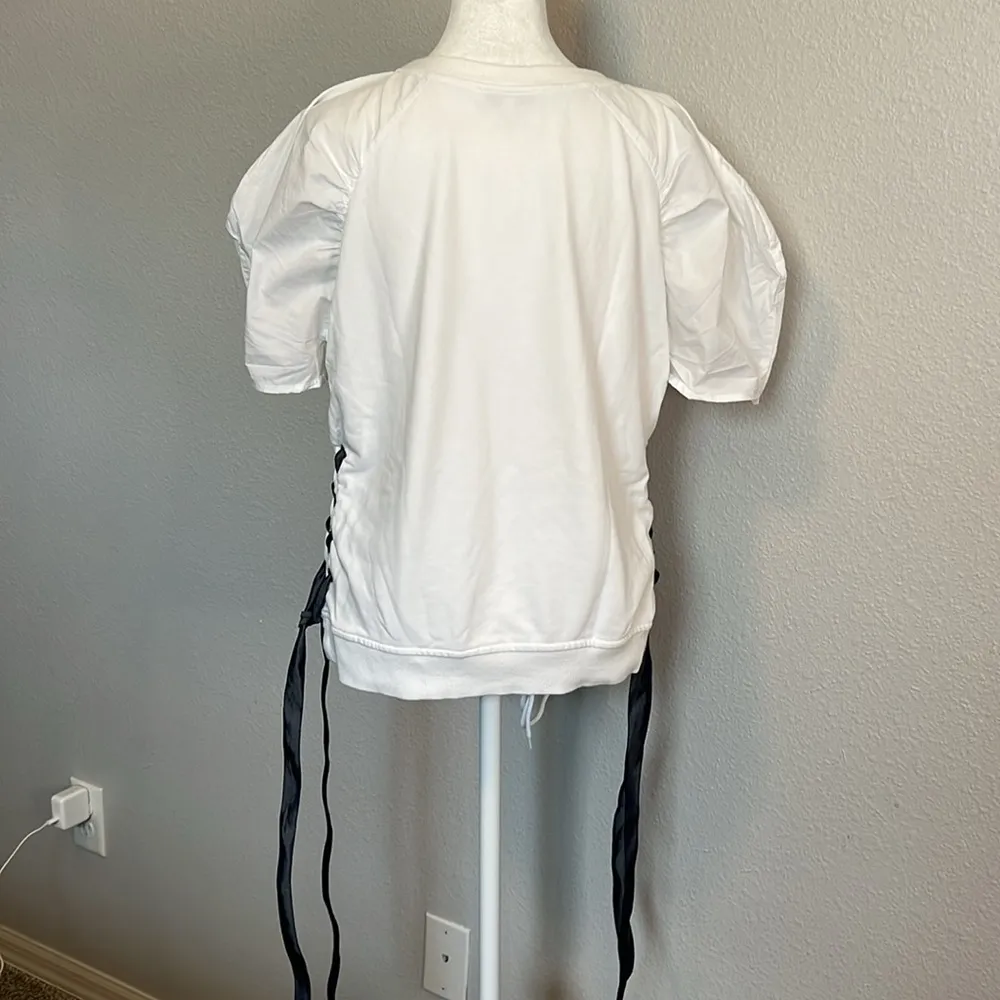 Current Air Puff Poplin Sleeve Terry Side Tie Top Size Medium - Image 5