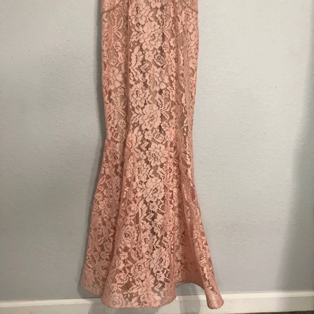 Avery G Blush Floral Lace Mermaid Formal Dress Size 2 Pink - Image 4