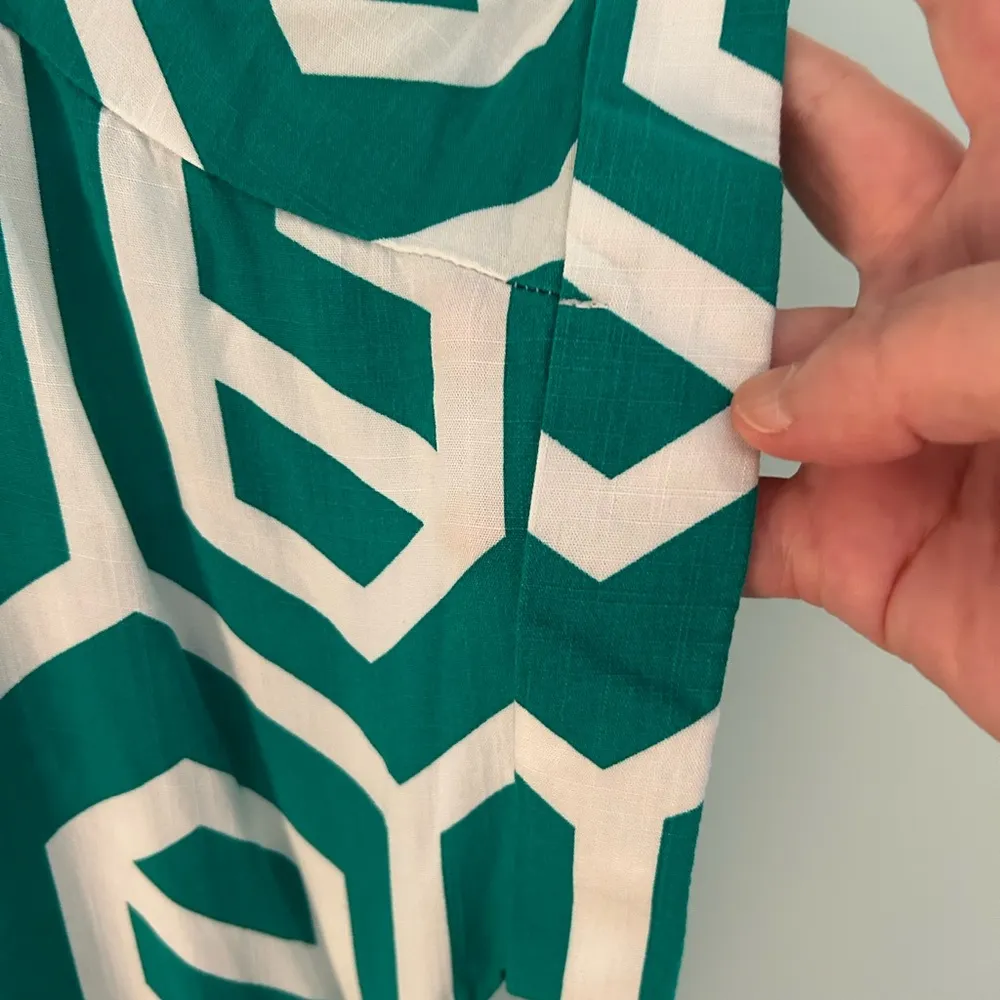 Green Print Cotton Jumpsuit. Size Large. - Image 9