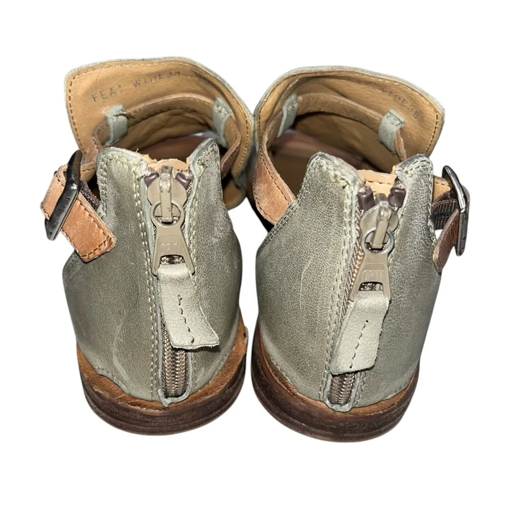 Miz Mooz Sage Green Studded Leather FiFi Peep Toe Sandals Shoes size 38 Wide - Image 6