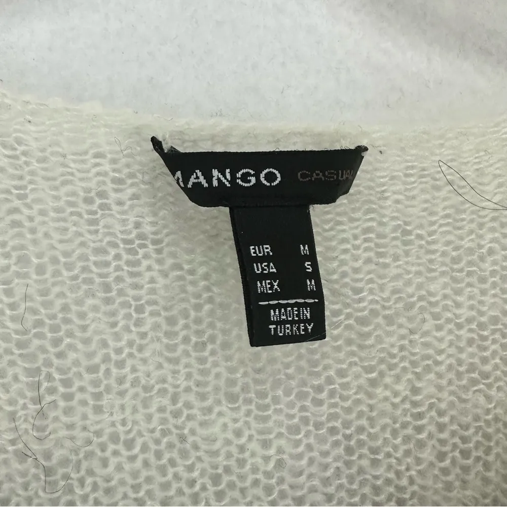 Mango Long Sleeve Striped Distressed Sweater Small Black White - Image 3