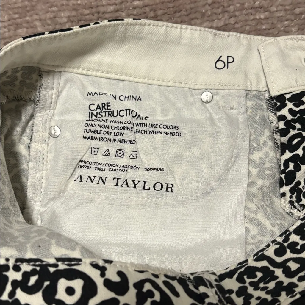 Ann Taylor Leopard Print Straight Leg Pants Black/White Snow Leopard Edgy Glam - Image 11