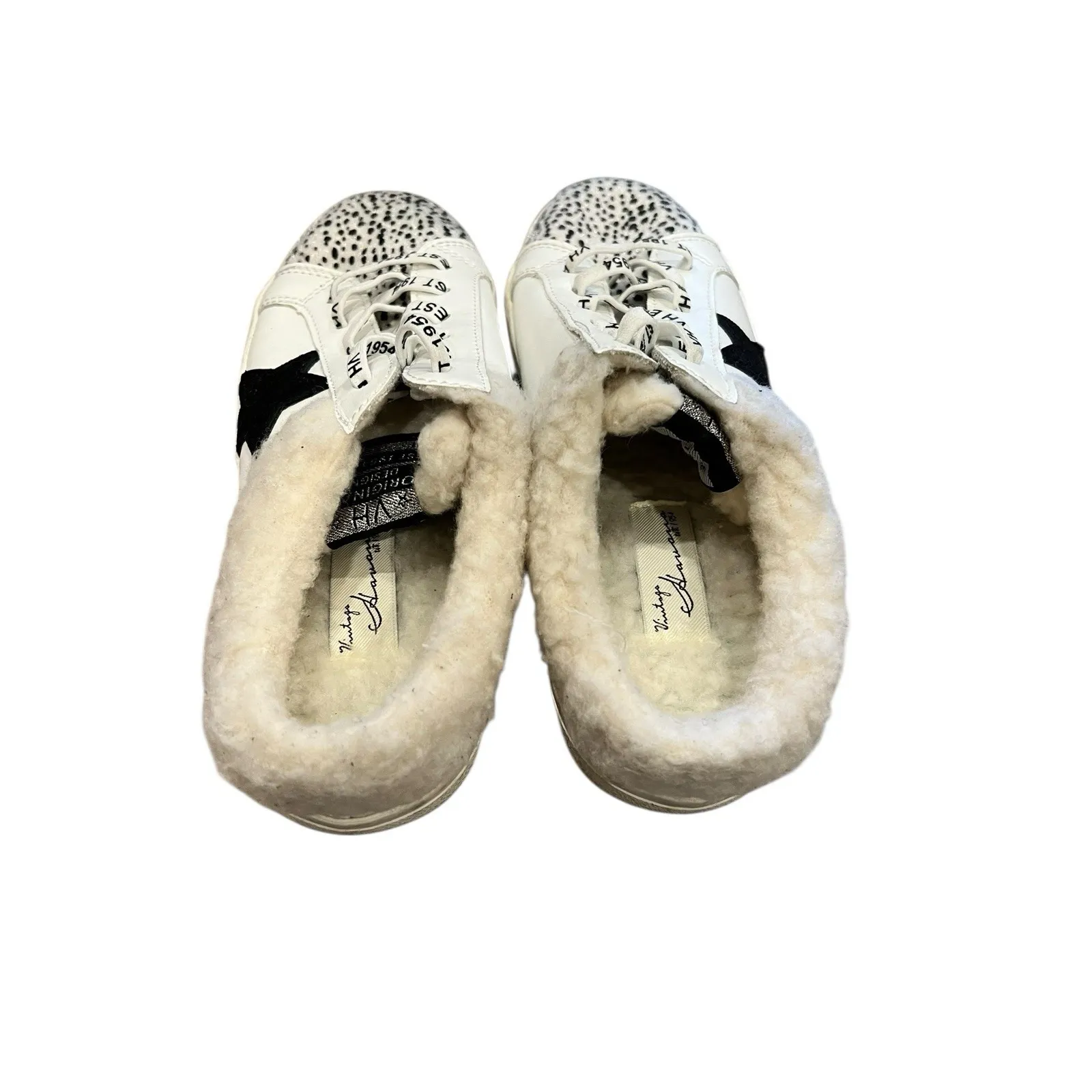 Vintage Havana Faux shearling & calf hair mixed media slip-on runner sneaker 8.5 - Image 4