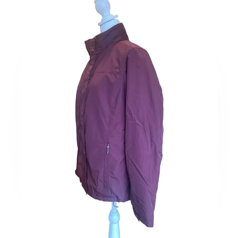 LL Bean Puffer Insulated Fleece Lined Burgundy Winter Coat Womens Size Medium - Image 4