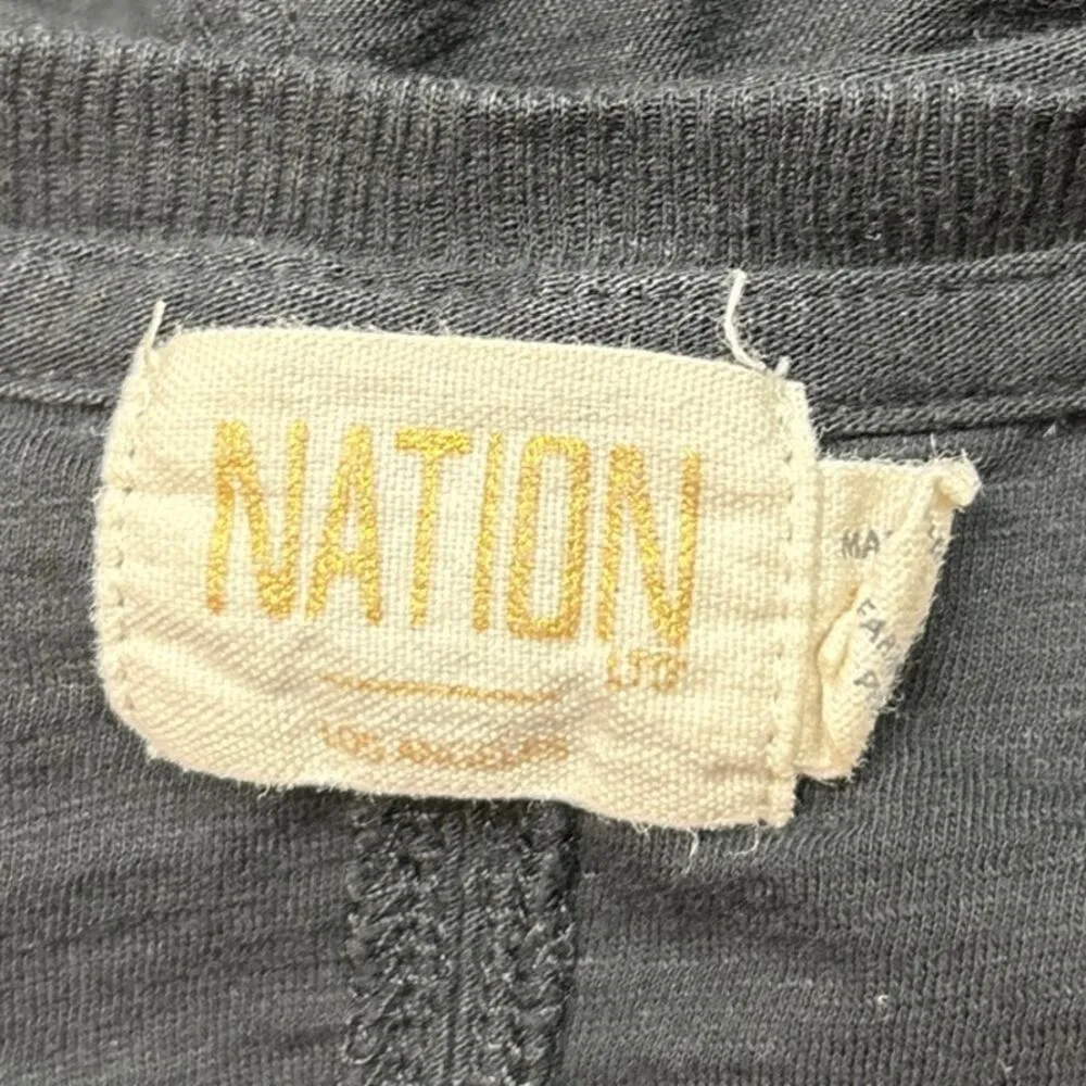 Nation Ltd Black Short Puff Sleeve Cotton Split Neck Mini T-Shirt Dress Size XS - Image 6