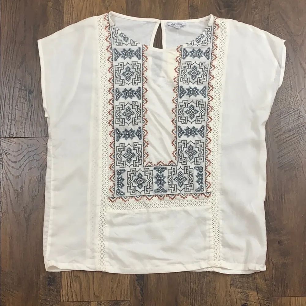 Lucky Brand ivory embroidered lace top - Image 3