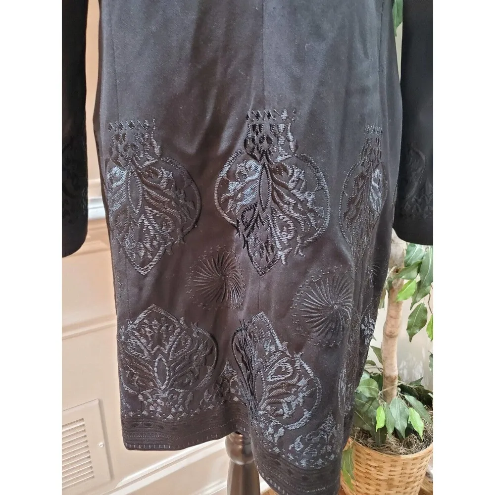 Peter Nygard Women's Black Embroidered Long Sleeve Button Front Jacket Size 12 - Image 15