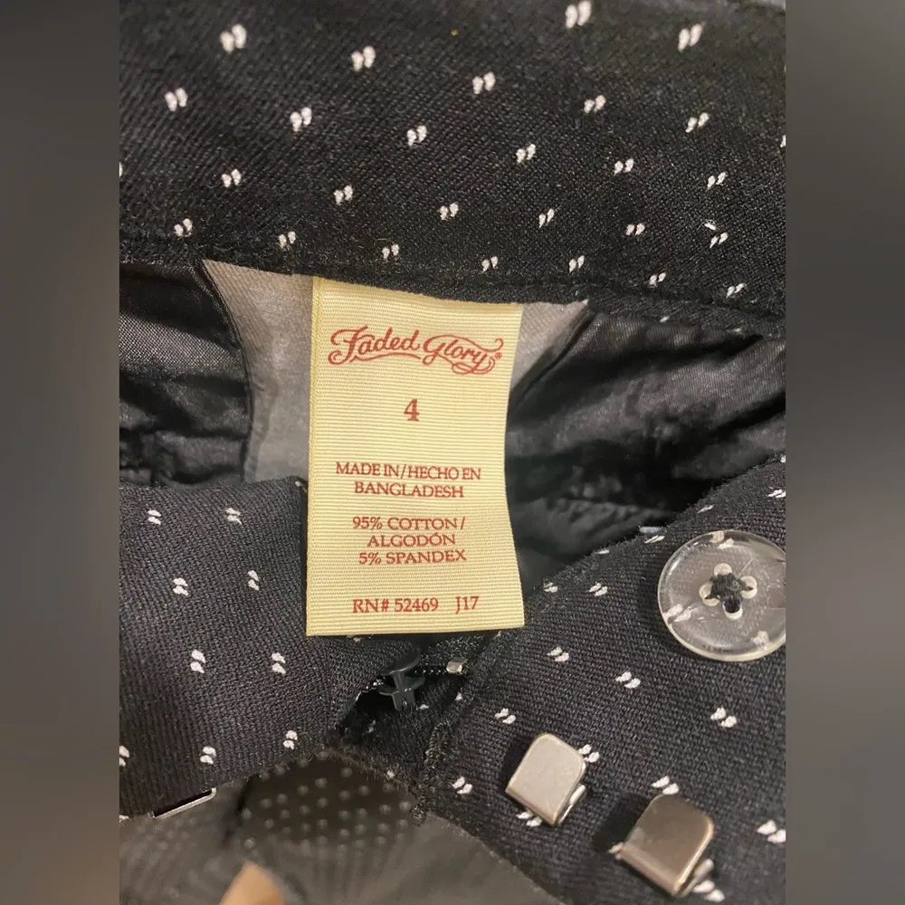 Mid-Rise Black & White Printed Work Skinny Straight Leg Pants Slacks - Image 8