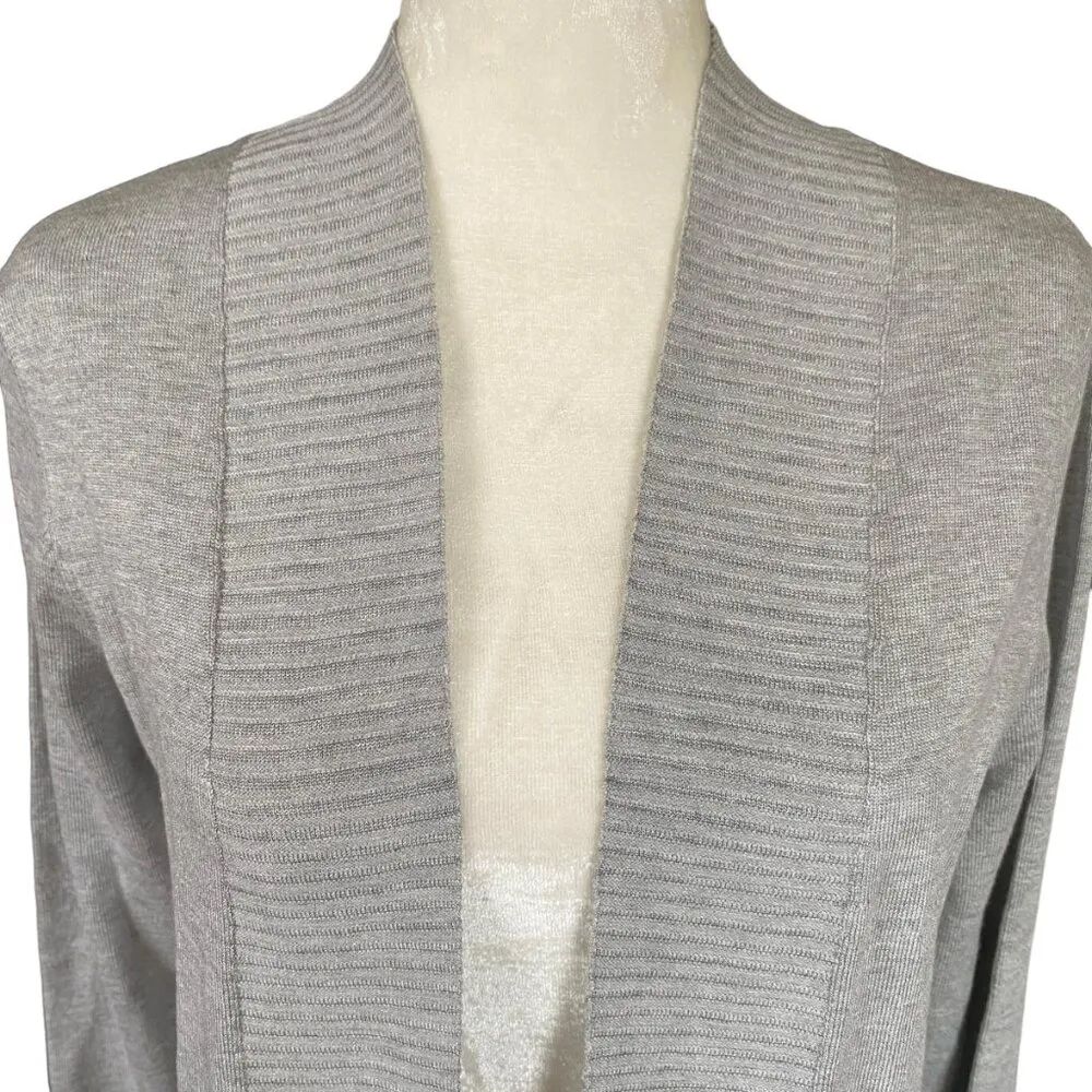 Folunsi women's medium light gray long sleeve stretchy open cardigan sweater - Image 5