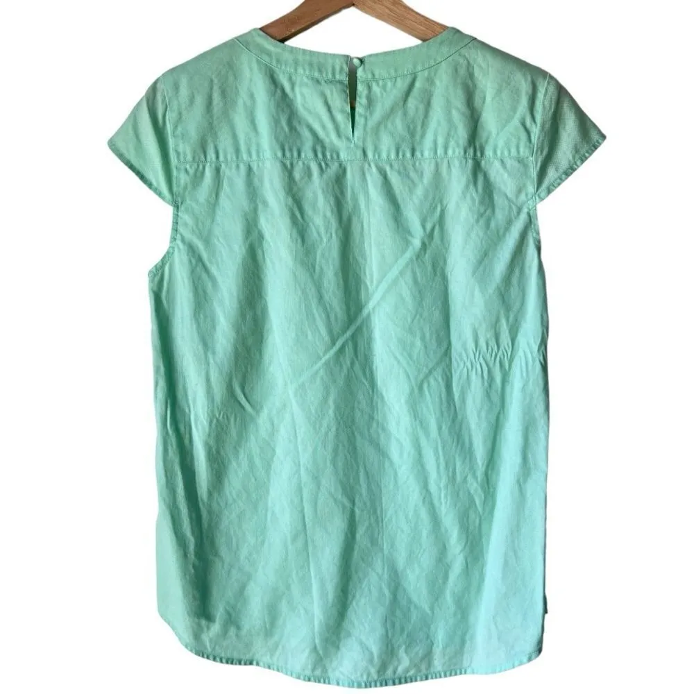 Women's J.Crew short sleeve top light fabric blouse light mint pullover size S. - Image 2
