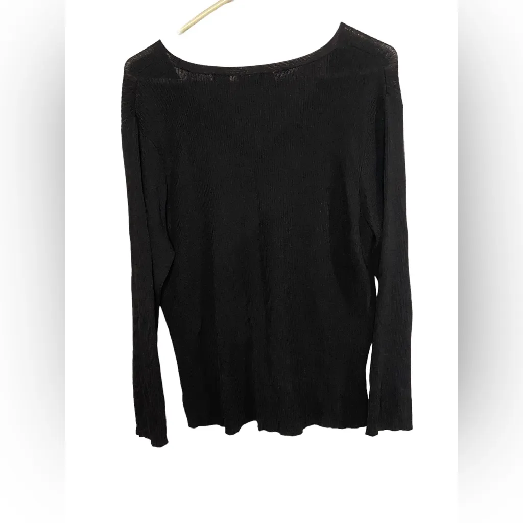 Apostrophe Womens Black V Neck Sweater with Tie Size Large 14/16 Pullover Knit - Image 2
